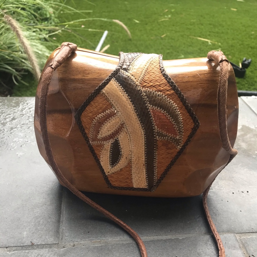 VINTAGE TIMMY WOODS WOODEN PURSE